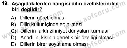 Sosyal Antropoloji Dersi 2012 - 2013 Yılı (Final) Dönem Sonu Sınav Soruları 19. Soru