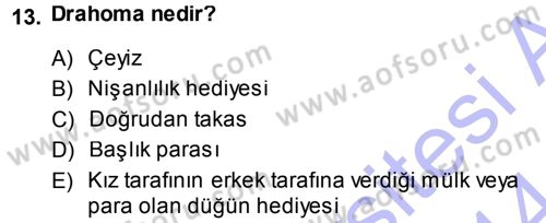Sosyal Antropoloji Dersi 2013 - 2014 Yılı (Final) Dönem Sonu Sınav Soruları 13. Soru