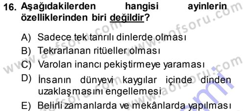 Sosyal Antropoloji Dersi 2013 - 2014 Yılı (Final) Dönem Sonu Sınav Soruları 16. Soru