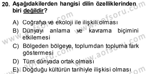 Sosyal Antropoloji Dersi 2013 - 2014 Yılı (Final) Dönem Sonu Sınav Soruları 20. Soru