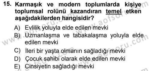 Sosyal Antropoloji Dersi 2013 - 2014 Yılı Tek Ders Sınav Soruları 15. Soru