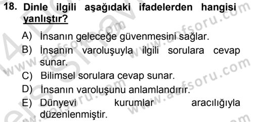 Sosyal Antropoloji Dersi 2013 - 2014 Yılı Tek Ders Sınav Soruları 18. Soru