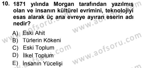 Sosyal Antropoloji Dersi 2014 - 2015 Yılı (Vize) Ara Sınav Soruları 10. Soru