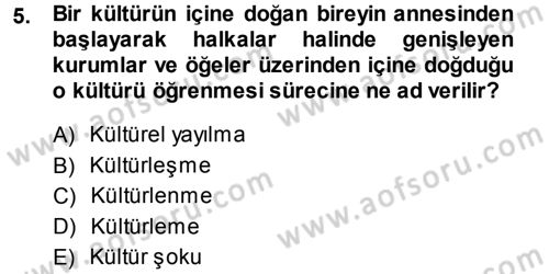 Sosyal Antropoloji Dersi 2014 - 2015 Yılı (Vize) Ara Sınav Soruları 5. Soru