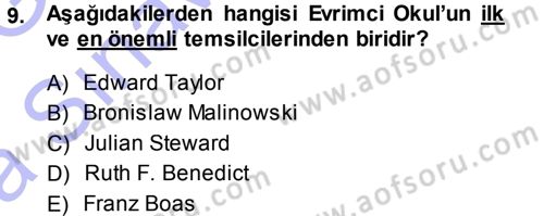Sosyal Antropoloji Dersi Ara Sınavı Deneme Sınav Soruları 9. Soru