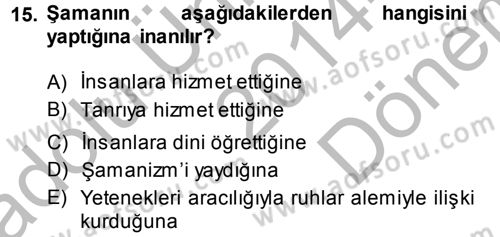 Sosyal Antropoloji Dersi 2014 - 2015 Yılı (Final) Dönem Sonu Sınav Soruları 15. Soru