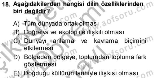 Sosyal Antropoloji Dersi 2014 - 2015 Yılı (Final) Dönem Sonu Sınav Soruları 18. Soru