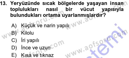 Sosyal Antropoloji Dersi Ara Sınavı Deneme Sınav Soruları 13. Soru