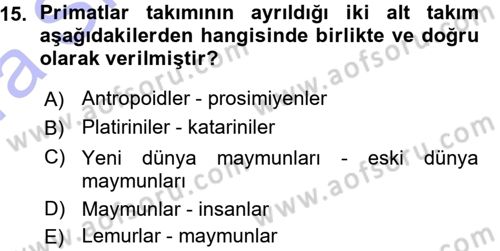 Sosyal Antropoloji Dersi Ara Sınavı Deneme Sınav Soruları 15. Soru