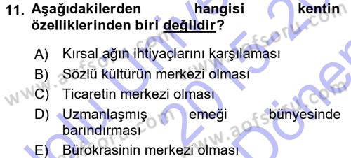 Sosyal Antropoloji Dersi 2015 - 2016 Yılı (Final) Dönem Sonu Sınav Soruları 11. Soru