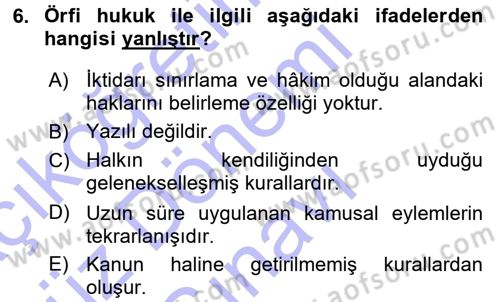 Sosyal Antropoloji Dersi 2015 - 2016 Yılı (Final) Dönem Sonu Sınav Soruları 6. Soru