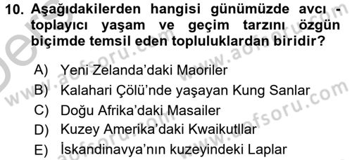 Sosyal Antropoloji Dersi 2016 - 2017 Yılı 3 Ders Sınav Soruları 10. Soru