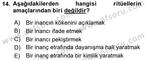 Sosyal Antropoloji Dersi 2016 - 2017 Yılı 3 Ders Sınav Soruları 14. Soru