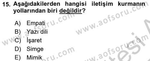 Sosyal Antropoloji Dersi 2016 - 2017 Yılı 3 Ders Sınav Soruları 15. Soru