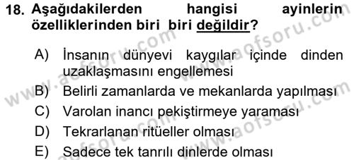 Sosyal Antropoloji Dersi 2016 - 2017 Yılı 3 Ders Sınav Soruları 18. Soru
