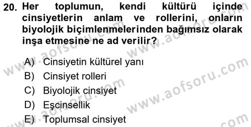 Sosyal Antropoloji Dersi 2016 - 2017 Yılı 3 Ders Sınav Soruları 20. Soru