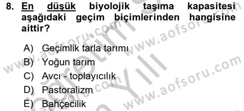 Sosyal Antropoloji Dersi 2016 - 2017 Yılı 3 Ders Sınav Soruları 8. Soru