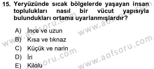 Sosyal Antropoloji Dersi 2016 - 2017 Yılı (Vize) Ara Sınav Soruları 15. Soru