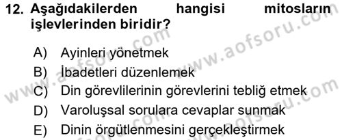 Sosyal Antropoloji Dersi 2016 - 2017 Yılı (Final) Dönem Sonu Sınav Soruları 12. Soru