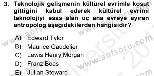 Sosyal Antropoloji Dersi 2016 - 2017 Yılı (Final) Dönem Sonu Sınav Soruları 3. Soru