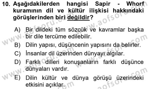 Sosyal Antropoloji Dersi 2017 - 2018 Yılı 3 Ders Sınav Soruları 10. Soru