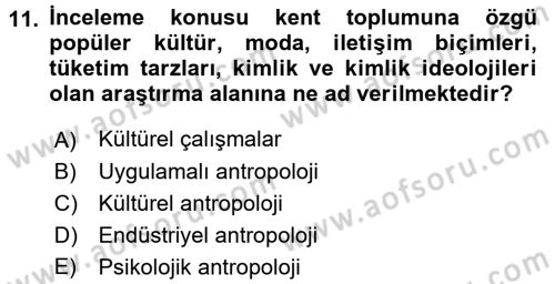 Sosyal Antropoloji Dersi 2017 - 2018 Yılı 3 Ders Sınav Soruları 11. Soru