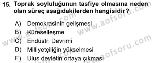 Sosyal Antropoloji Dersi 2017 - 2018 Yılı 3 Ders Sınav Soruları 15. Soru