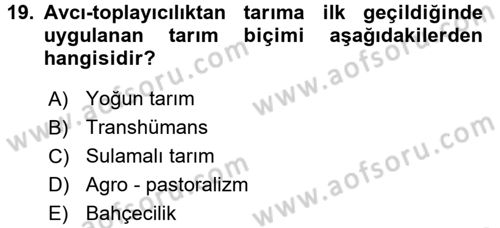 Sosyal Antropoloji Dersi 2017 - 2018 Yılı 3 Ders Sınav Soruları 19. Soru