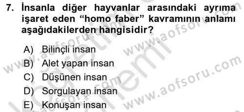 Sosyal Antropoloji Dersi Ara Sınavı Deneme Sınav Soruları 7. Soru