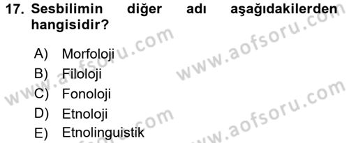 Sosyal Antropoloji Dersi 2017 - 2018 Yılı (Final) Dönem Sonu Sınav Soruları 17. Soru