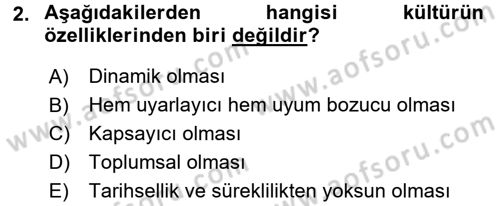 Sosyal Antropoloji Dersi 2017 - 2018 Yılı (Final) Dönem Sonu Sınav Soruları 2. Soru