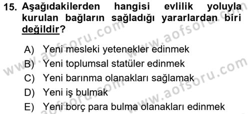Sosyal Antropoloji Dersi 2018 - 2019 Yılı 3 Ders Sınav Soruları 15. Soru