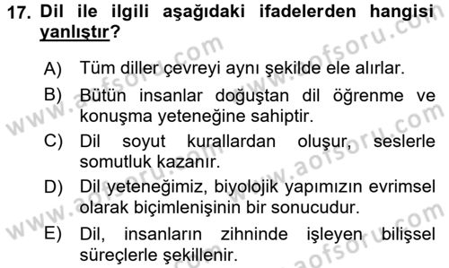 Sosyal Antropoloji Dersi 2018 - 2019 Yılı 3 Ders Sınav Soruları 17. Soru