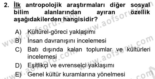 Sosyal Antropoloji Dersi 2018 - 2019 Yılı 3 Ders Sınav Soruları 2. Soru