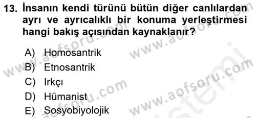 Sosyal Antropoloji Dersi Ara Sınavı Deneme Sınav Soruları 13. Soru