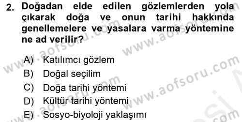 Sosyal Antropoloji Dersi Ara Sınavı Deneme Sınav Soruları 2. Soru
