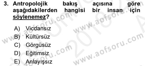 Sosyal Antropoloji Dersi Ara Sınavı Deneme Sınav Soruları 3. Soru