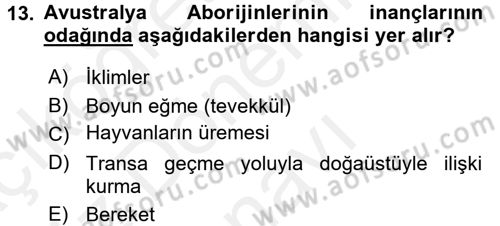 Sosyal Antropoloji Dersi 2018 - 2019 Yılı (Final) Dönem Sonu Sınav Soruları 13. Soru