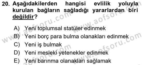 Sosyal Antropoloji Dersi 2018 - 2019 Yılı (Final) Dönem Sonu Sınav Soruları 20. Soru