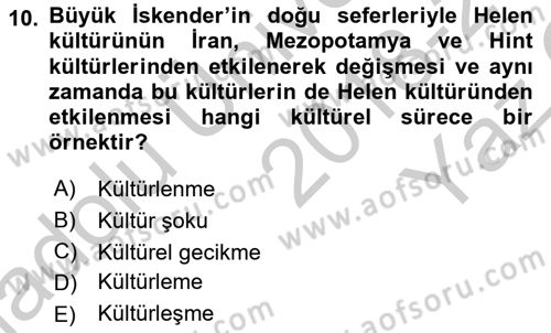 Sosyal Antropoloji Dersi 2018 - 2019 Yılı Yaz Okulu Sınav Soruları 10. Soru