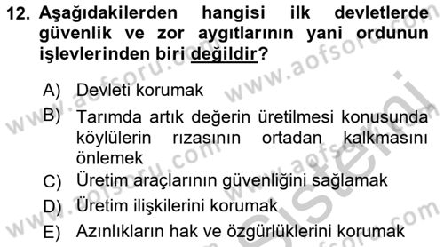 Sosyal Antropoloji Dersi 2018 - 2019 Yılı Yaz Okulu Sınav Soruları 12. Soru