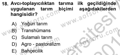 Sosyal Antropoloji Dersi 2018 - 2019 Yılı Yaz Okulu Sınav Soruları 18. Soru
