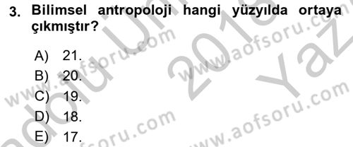 Sosyal Antropoloji Dersi 2018 - 2019 Yılı Yaz Okulu Sınav Soruları 3. Soru