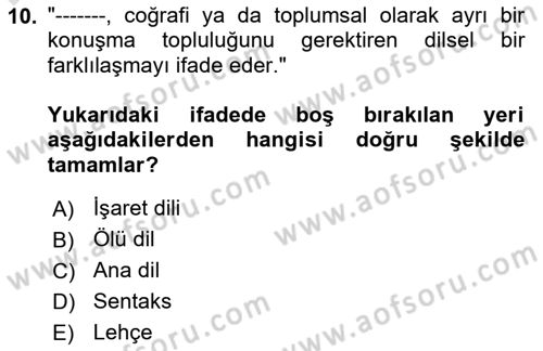 Sosyal Antropoloji Dersi 2019 - 2020 Yılı (Final) Dönem Sonu Sınav Soruları 10. Soru