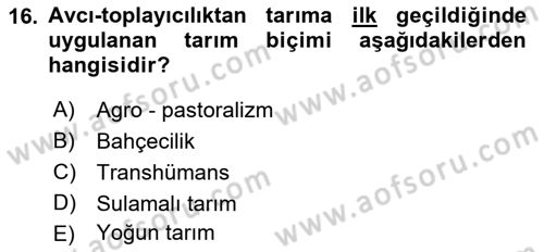 Sosyal Antropoloji Dersi 2019 - 2020 Yılı (Final) Dönem Sonu Sınav Soruları 16. Soru