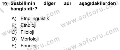 Sosyal Antropoloji Dersi 2019 - 2020 Yılı (Final) Dönem Sonu Sınav Soruları 19. Soru