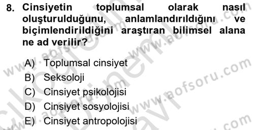 Sosyal Antropoloji Dersi 2019 - 2020 Yılı (Final) Dönem Sonu Sınav Soruları 8. Soru