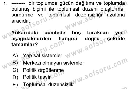 Sosyal Antropoloji Dersi Ara Sınavı Deneme Sınav Soruları 1. Soru