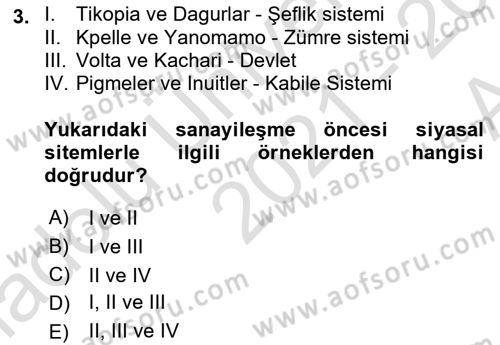 Sosyal Antropoloji Dersi Ara Sınavı Deneme Sınav Soruları 3. Soru