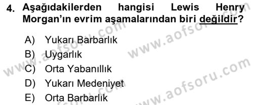 Sosyal Antropoloji Dersi Ara Sınavı Deneme Sınav Soruları 4. Soru